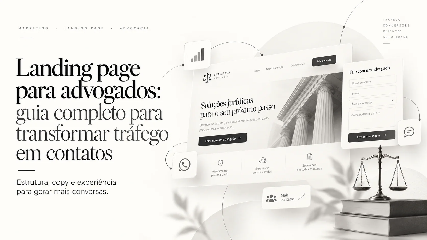 Landing page para advogados com formulário de contato e estrutura de conversão