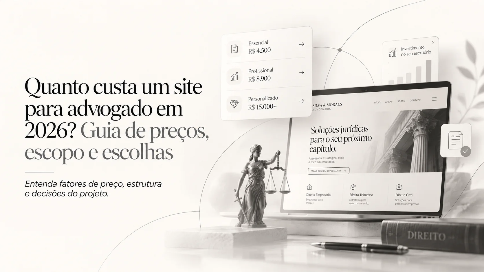 Quanto custa um site para advogado em 2026: comparação de preços, escopo e estrutura do projeto