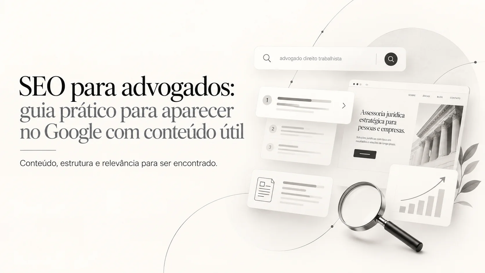 SEO para advogados com busca, conteúdo jurídico e crescimento de visibilidade no Google
