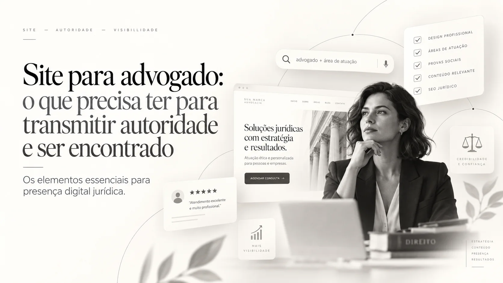 Site para advogado com elementos de autoridade, SEO e presença digital profissional